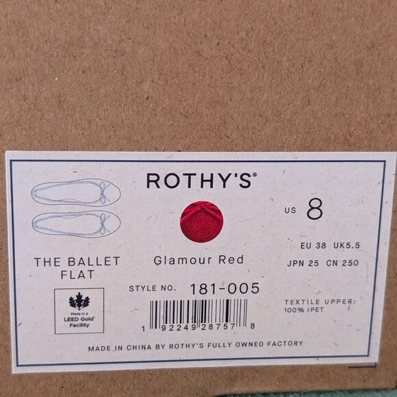 Rothy's The Ballet Flat, Glamour Red, Size 8 (NIB) - Picture 3 of 3